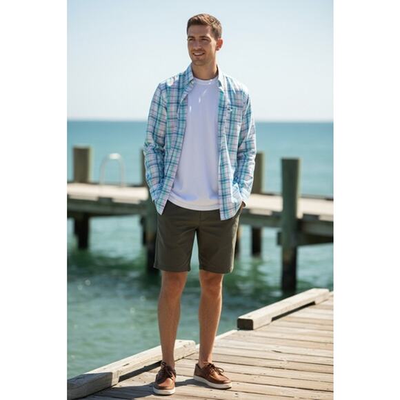 NWT Southern Tide Sky Valley Plaid Coastal Passage Sport Orchid Petal Size M - Picture 1 of 7